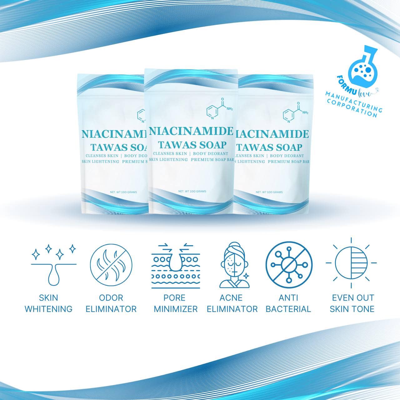 Formulove Niacinamide Tawas Soap 100g, 50g, Mist 100mL
