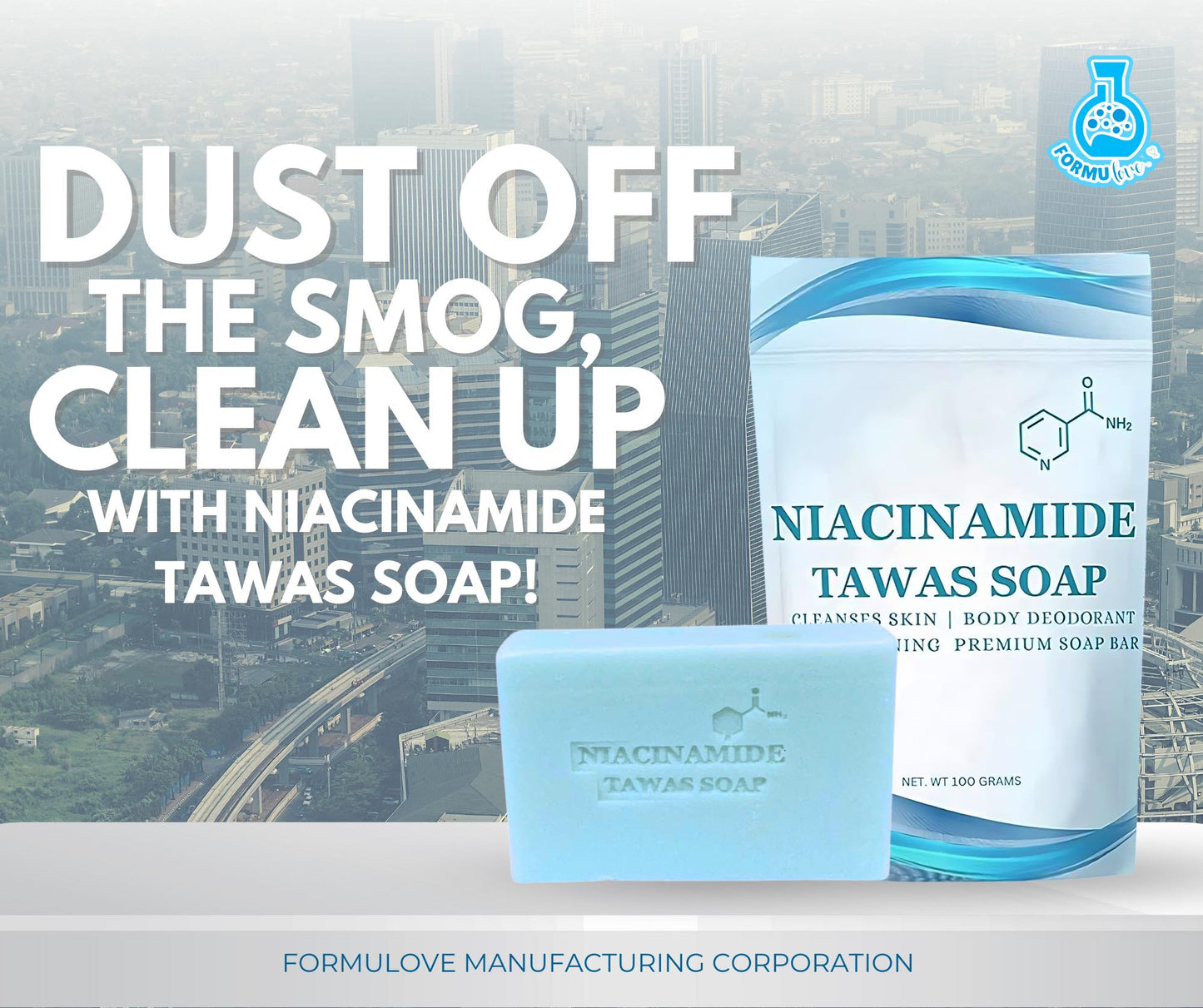 Formulove Niacinamide Tawas Soap 100g, 50g, Mist 100mL