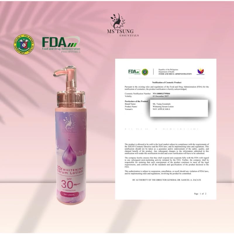 Ms. Tsung 10X Whitening Serum Lotion 250ml Advanced Skin Whitening and Brightening Formula