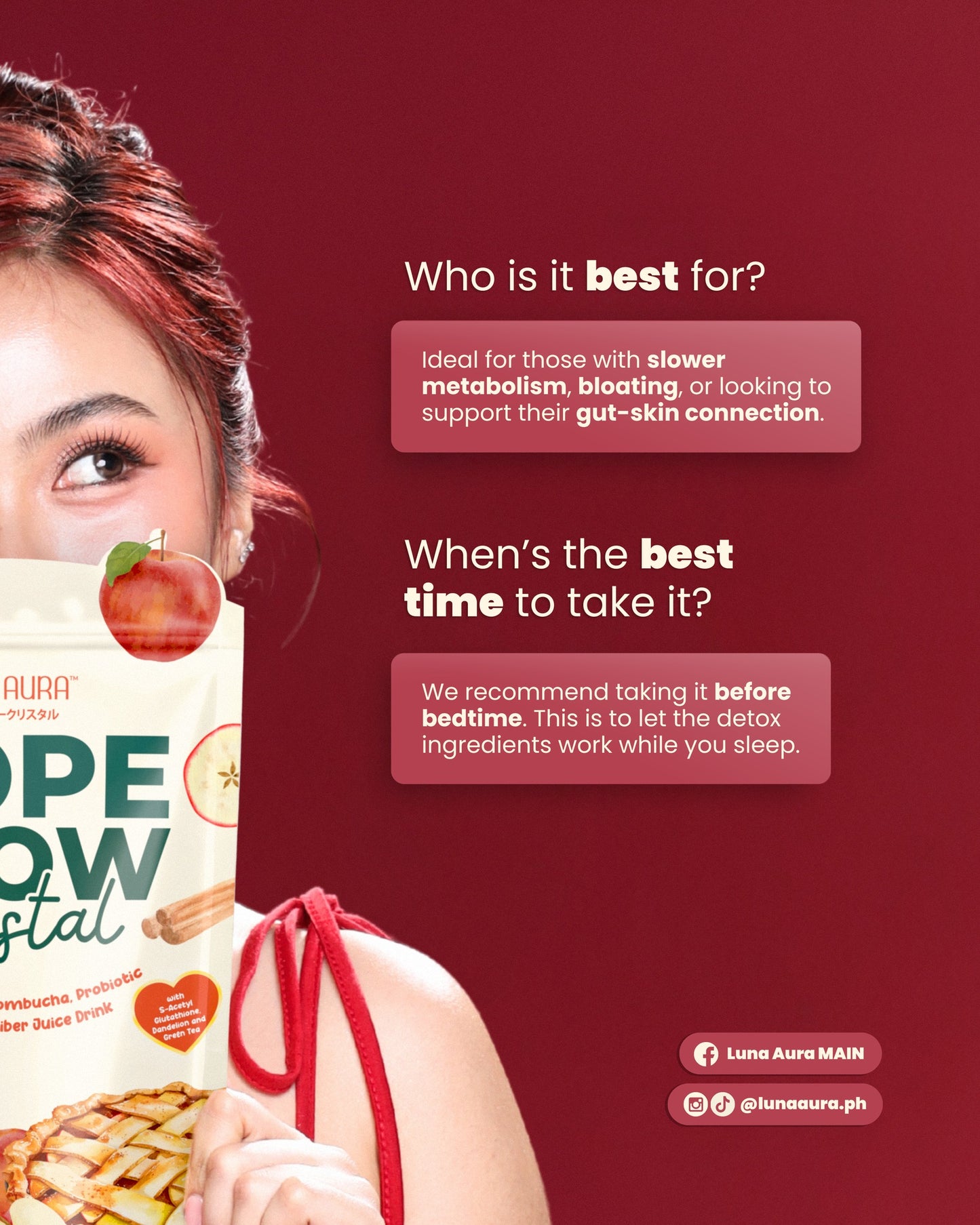 Luna Aura Hope Glow Crystal Apple Cinnamon 8 Sachets per pouch