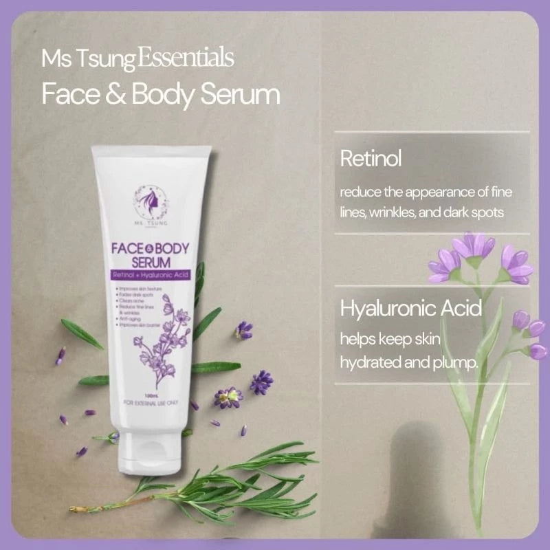 Ms Tsung Essentials Face & Body Retinol Serum Hyaluronic Acid for Whitening Skin Elasticity