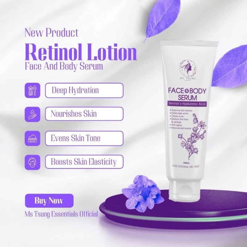 Ms Tsung Essentials Face & Body Retinol Serum Hyaluronic Acid for Whitening Skin Elasticity