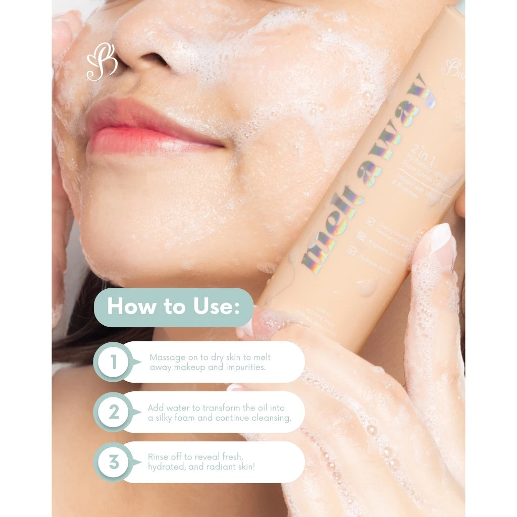 Barefaced Melt Away 2 in 1 Hydrabright Oil Foam Cleanser Face Make Up Remover Deep Cleansing Sulfate