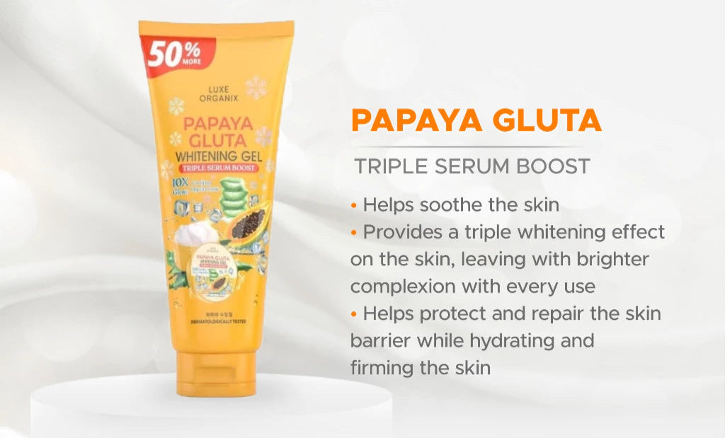 Luxe Organix Papaya Gluta Whitening Gel Triple Serum Boost 300ml