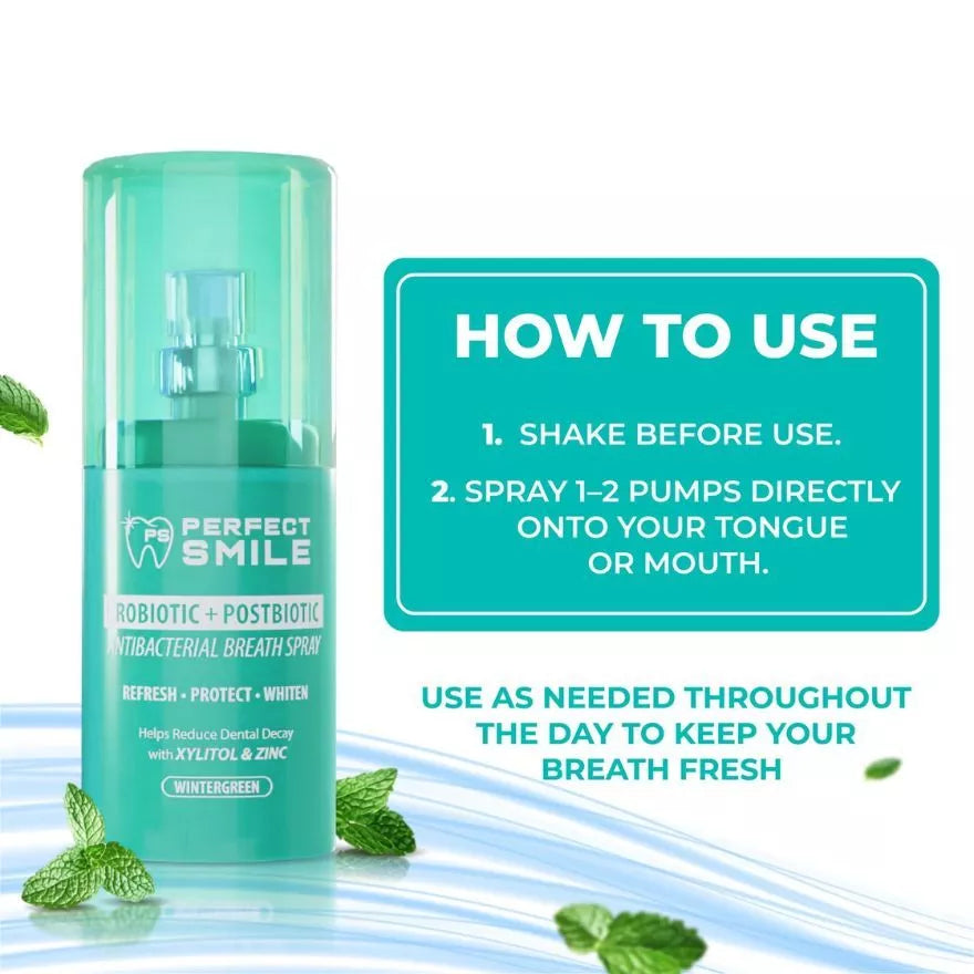 Perfect Smile Probiotic+Postbiotic Antibacterial Breath Spray Wintergreen 15ml