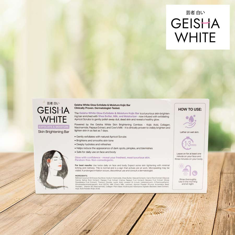 Geisha White GLOW, Exfoliate & Moisture, Skin Brightening Bar 65gx3