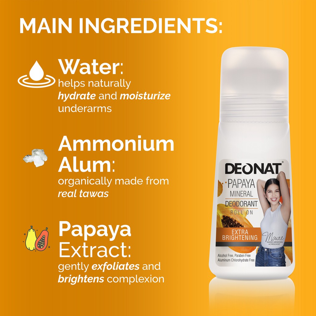 Luxe Organix DEONAT Papaya Mineral Deodorant Roll On 65ml