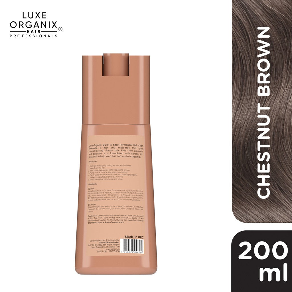 Luxe Organix Hair Color Shampoo Chestnut Brown 200ML