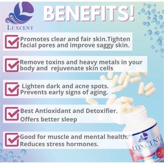 Luxcent Whitening Glutathione Capsules 1,800mg (60 caps)