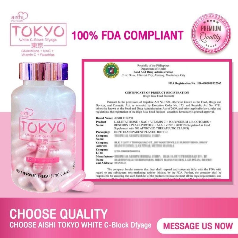 Aishi Tokyo White C-Block Dfyage (Premium 42,000mg Japan Glutathione)
