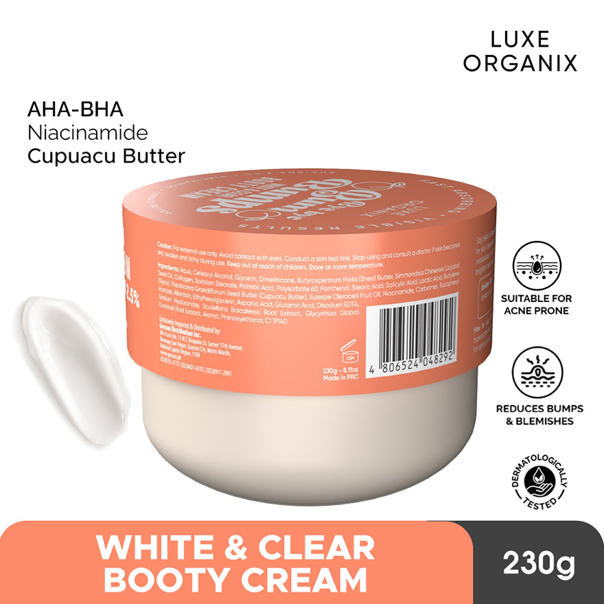 Luxe Organix Bye Bye Bum Bumps White and Clear Booty Cream 230g