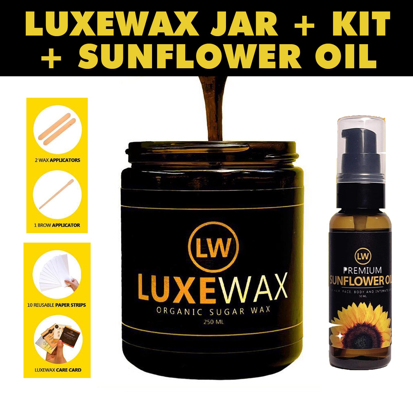 Luxewax Organic Sugar Wax Kit or Sunflower Oil – Seak Beauty