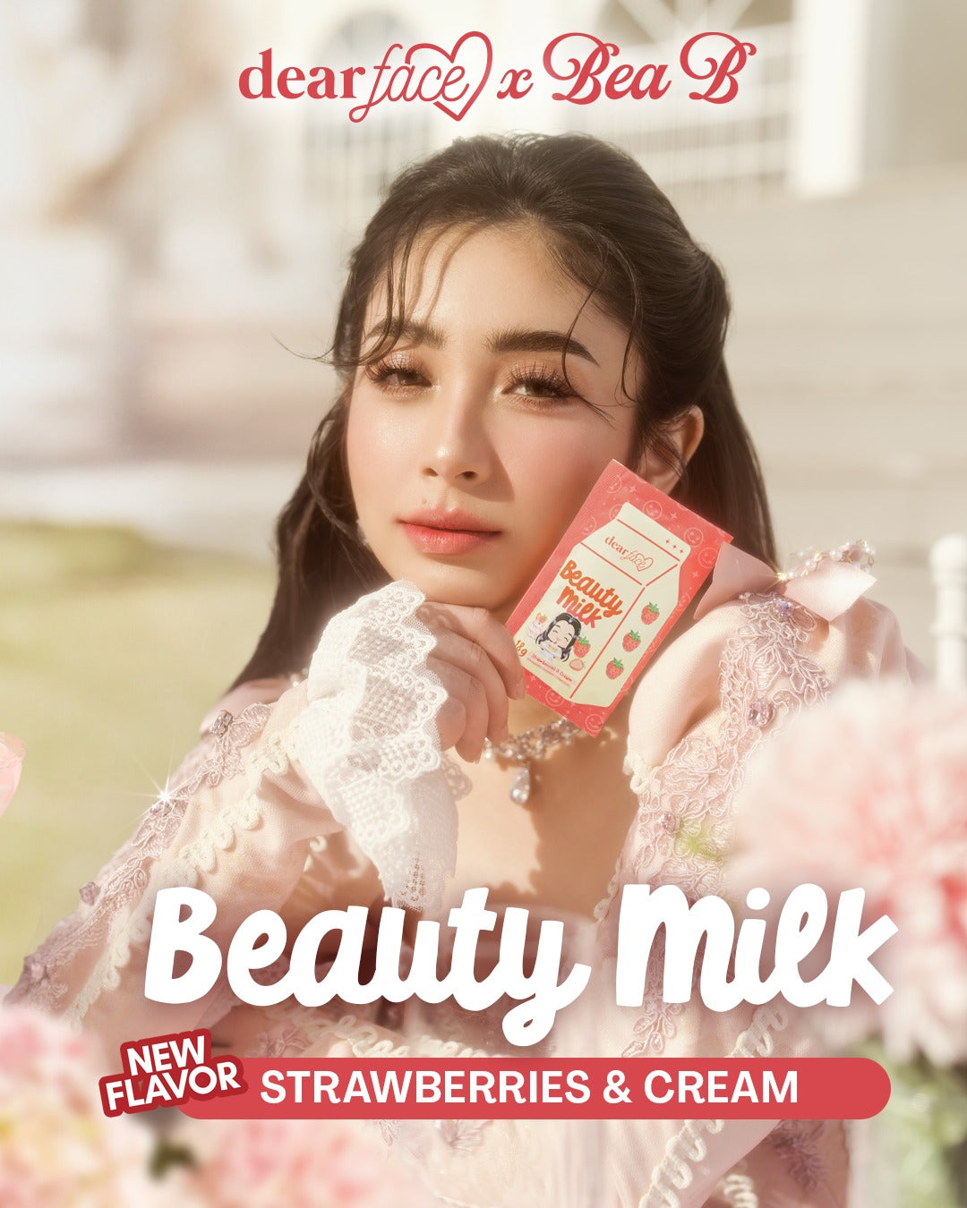 Dear Face Beauty Milk Strawberries & Cream 10 sachets per pouch