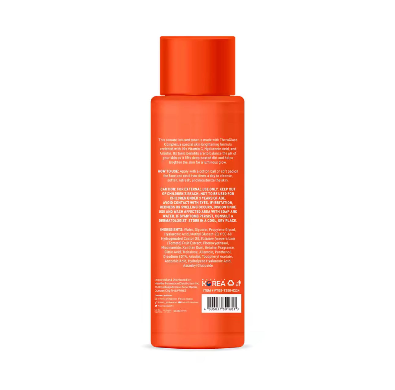 Fresh Skinlab Tomato Glass Skin 3 in 1 Vitamin C Brightening Toner (Bigger size - 250ml)