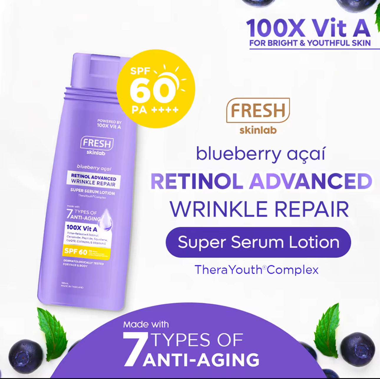 Fresh Skinlab Retinol Advanced Wrinkle Repair Super Serum Lotion SPF 60 180mL