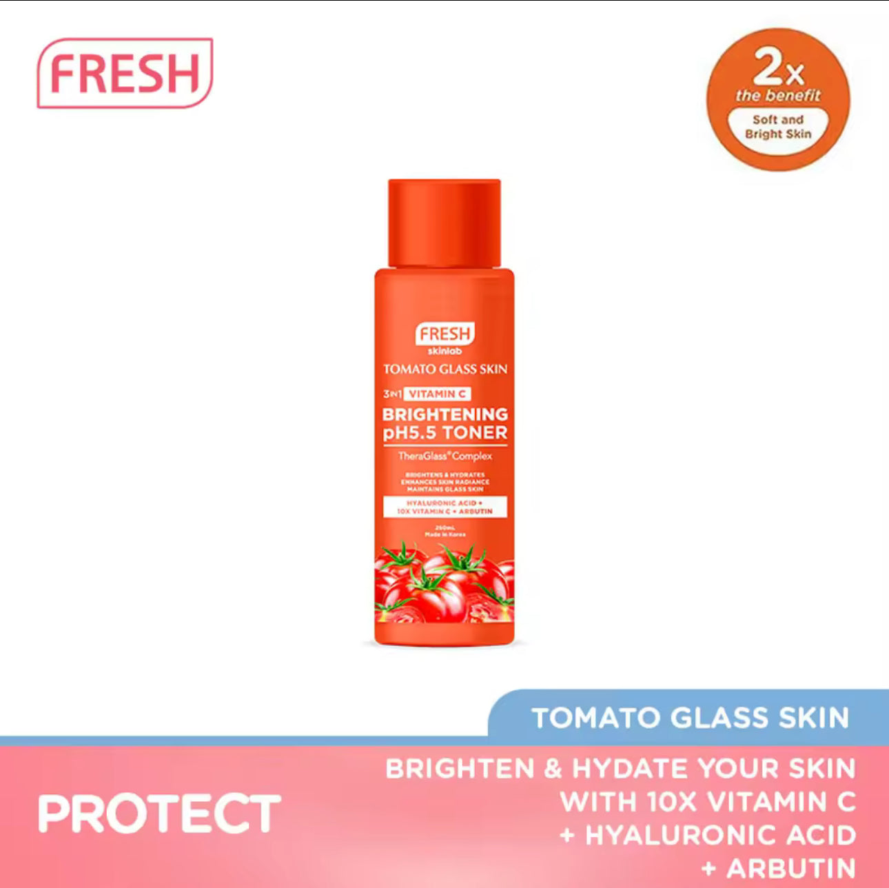 Fresh Skinlab Tomato Glass Skin 3 in 1 Vitamin C Brightening Toner (Bigger size - 250ml)