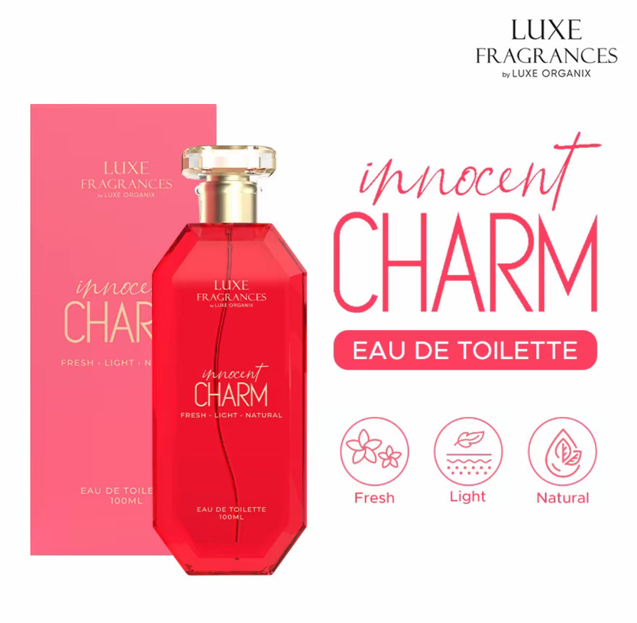Luxe Fragrances by Luxe Organix Secret Desire | Sweet Serenity | Dreamy Bliss | Innocent Charm | Golden Hour EDT 100ml