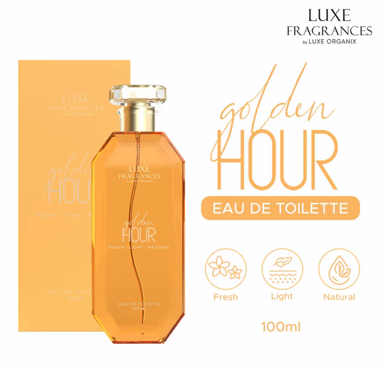 Luxe Fragrances by Luxe Organix Secret Desire | Sweet Serenity | Dreamy Bliss | Innocent Charm | Golden Hour EDT 100ml