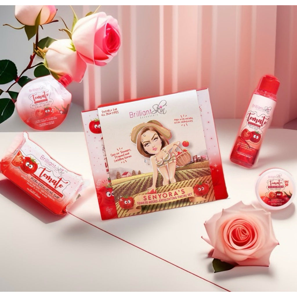 BRILLIANT SKIN Tomato Facial Set Original (Safe for Teens, Breastfeeding Moms, Pregnant Women)