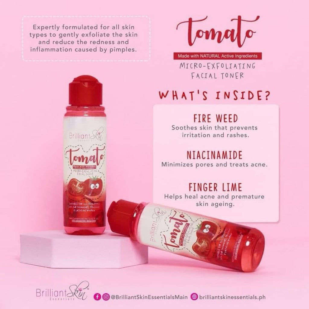 BRILLIANT SKIN Tomato Facial Set Original (Safe for Teens, Breastfeeding Moms, Pregnant Women)