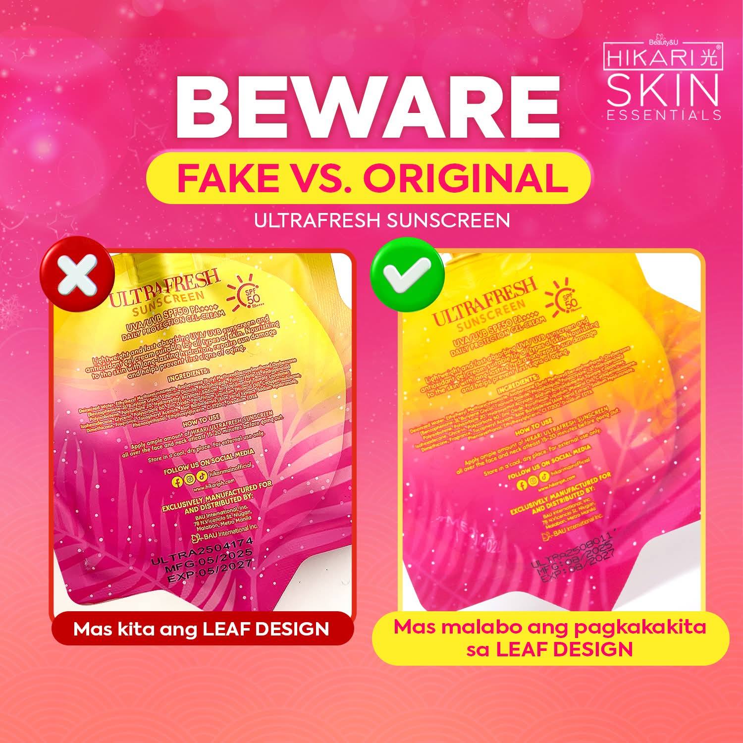 hikari glutathione fake vs original Hikari Ultrafresh Sunscreen SPF 50 PA++++ 50g