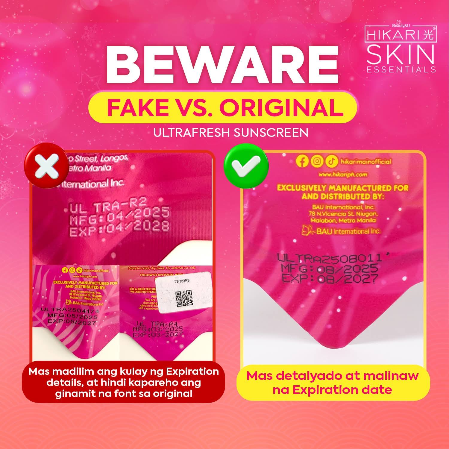 hikari glutathione fake vs original Beware of fake sunscreen See the difference Mga sukilabs Beauty & U Hikari Ultra,