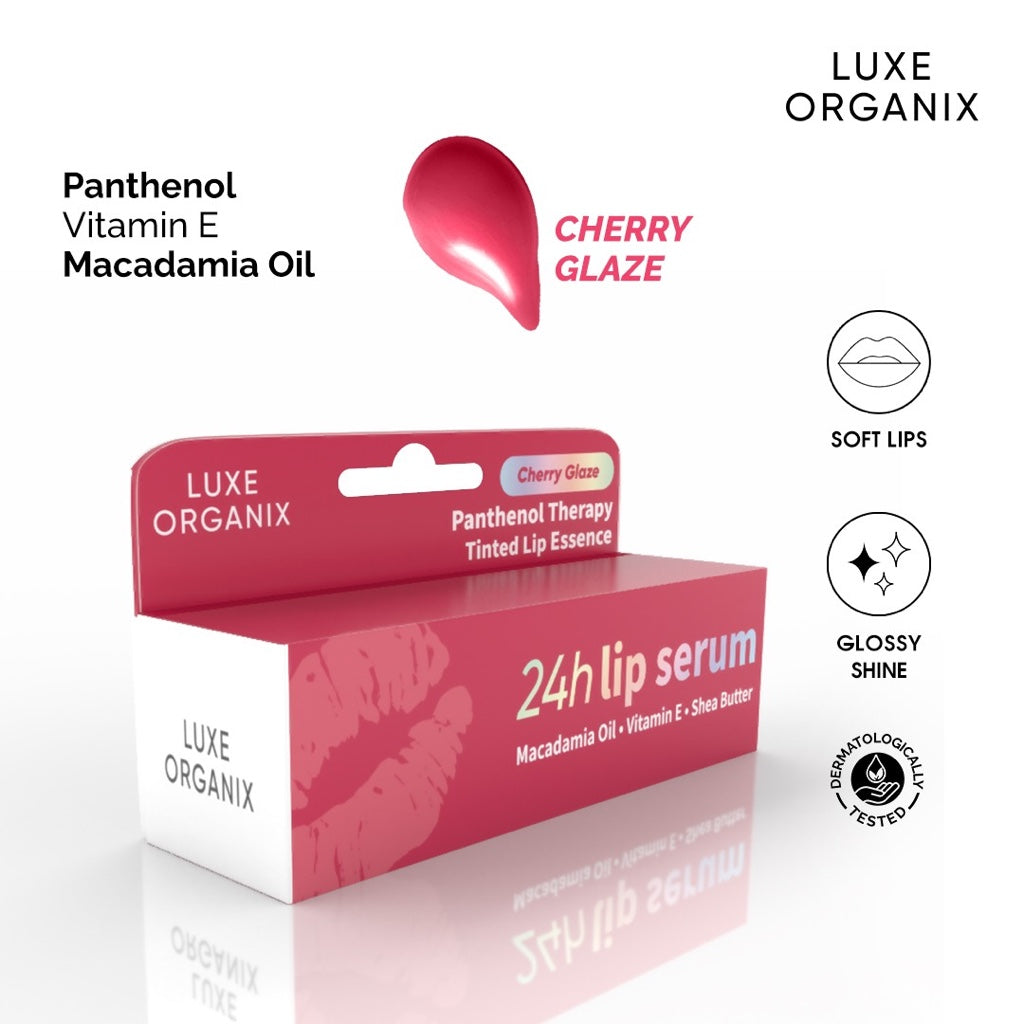 Luxe Organix Panthenol Therapy 24h Lip Serum Tinted Lip Essence Berry/ Cherry/ Honey Glaze 10g