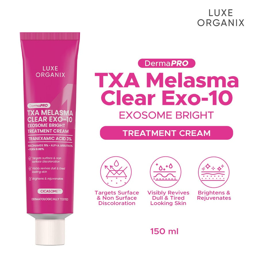 LUXE ORGANIX DermaPRO TXA Melasma Clear Exo-10 Exosome Bright Treatment Cream, Toner, Serum 30g