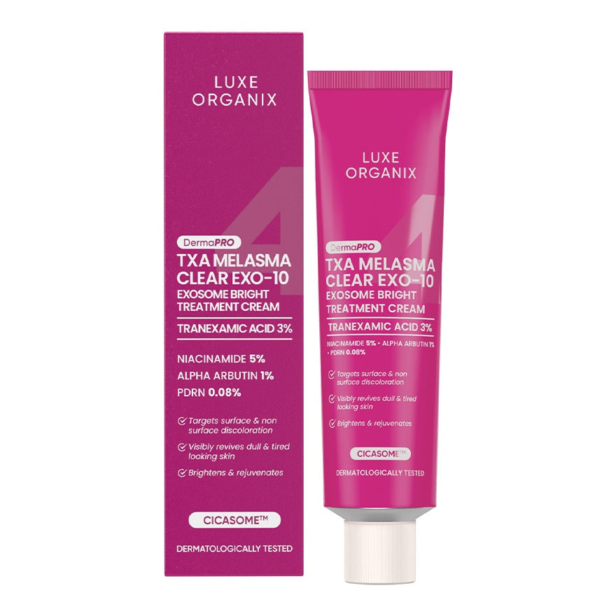 LUXE ORGANIX DermaPRO TXA Melasma Clear Exo-10 Exosome Bright Treatment Cream, Toner, Serum 30g