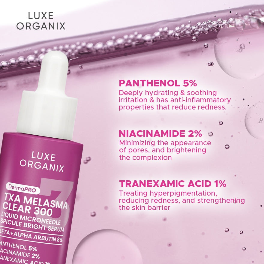 LUXE ORGANIX DermaPRO TXA Melasma Clear Exo-10 Exosome Bright Treatment Cream, Toner, Serum 30g