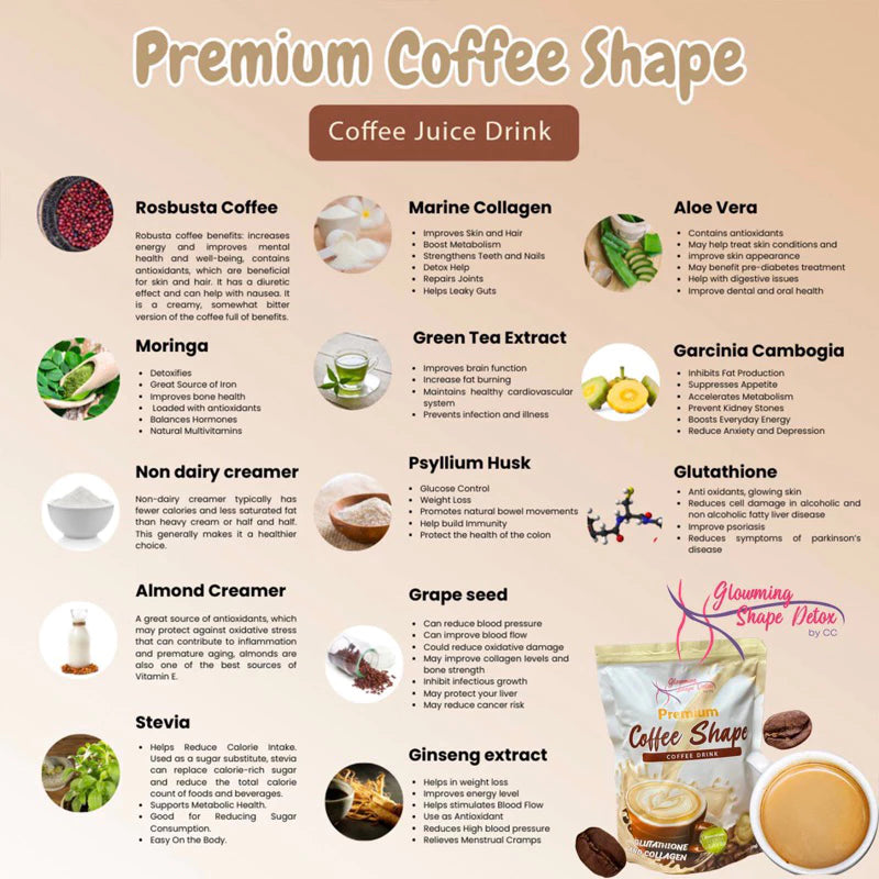 Glowming Shape Detox Premium Berry Glow / Premium Coffee Shape / Choco blast / Mango / Matcha