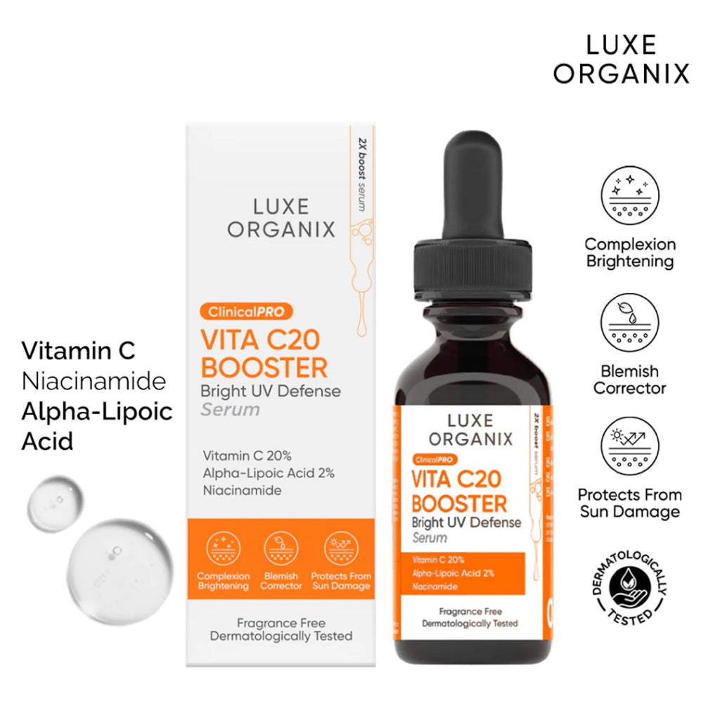 Luxe Organix ClinicalPRO Vita C20 Booster Bright UV Defense Serum 30ml