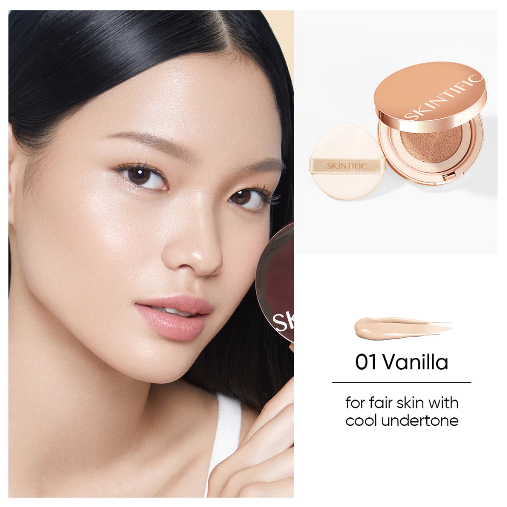 Skintific Cover All Perfect Cushion Powder Foundation Concealer Oil Control 12H Long Lasting