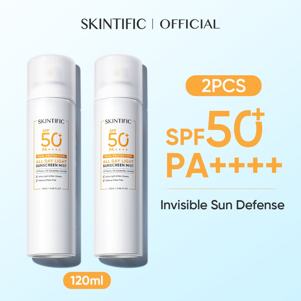Skintific All Day Light Sunscreen Spray Spf50 Pa++++ Face/Body Brilliant Sunblock Mist Face And Body
