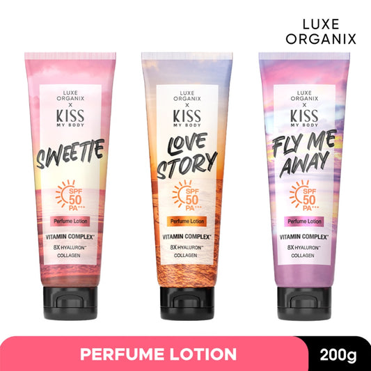 Luxe Organix X Kiss My Body, Fly Me Away, Sweetie, Love Story Perfume Lotion SPF 50 PA+++ 200g