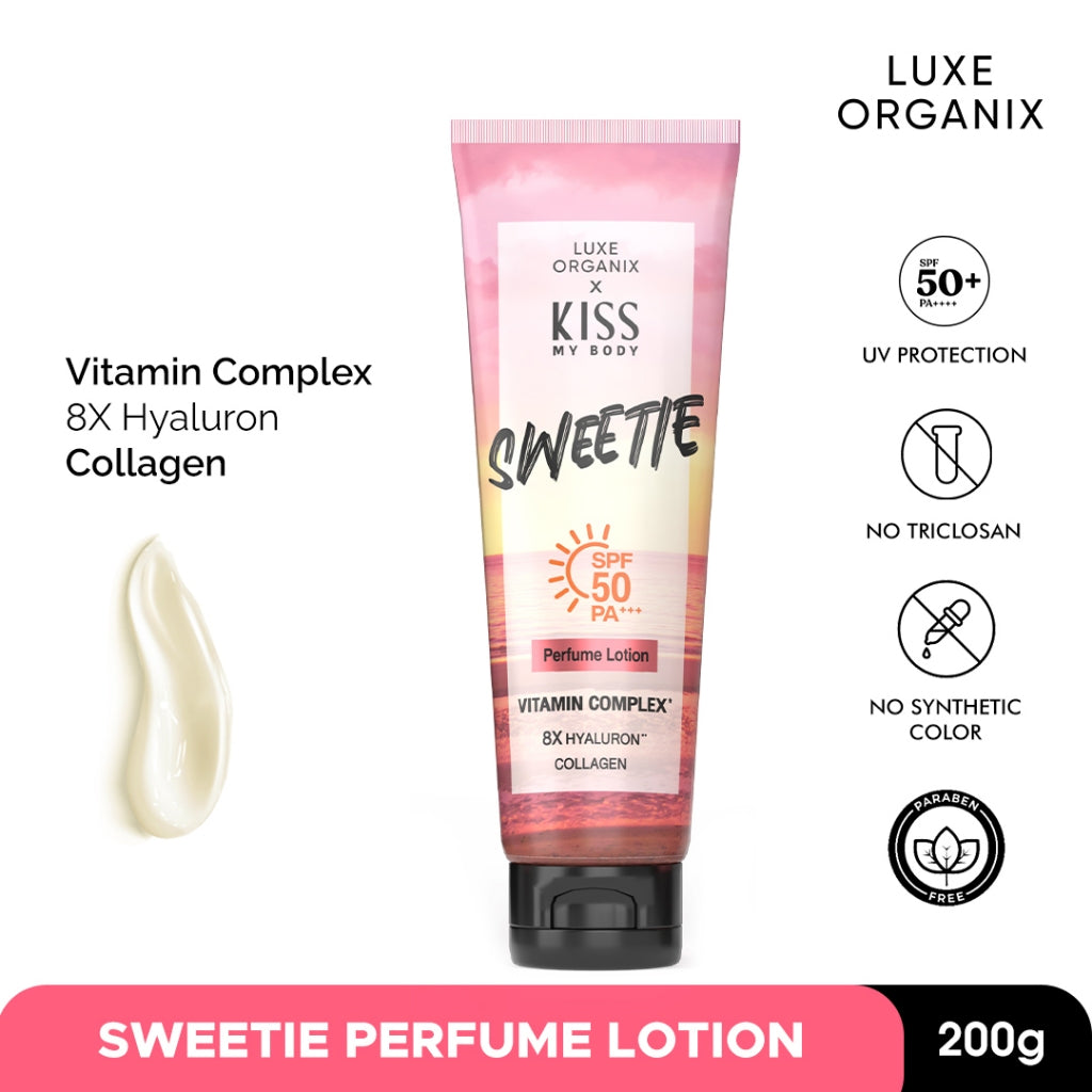 Luxe Organix X Kiss My Body, Fly Me Away, Sweetie, Love Story Perfume Lotion SPF 50 PA+++ 200g