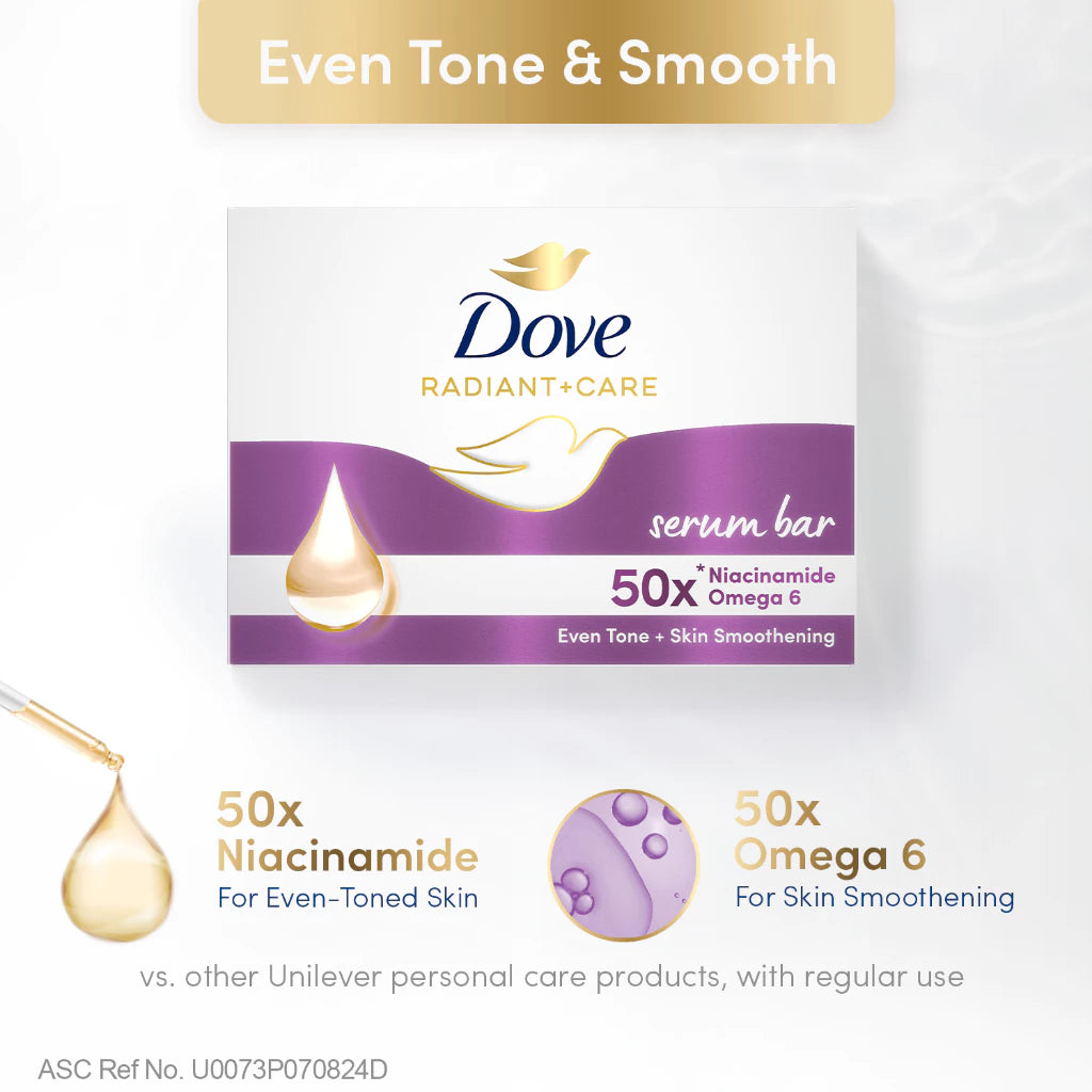 [BUNDLE OF 3] Dove Radiant + Care Serum Bar Niacinamide and Omega 6 90g