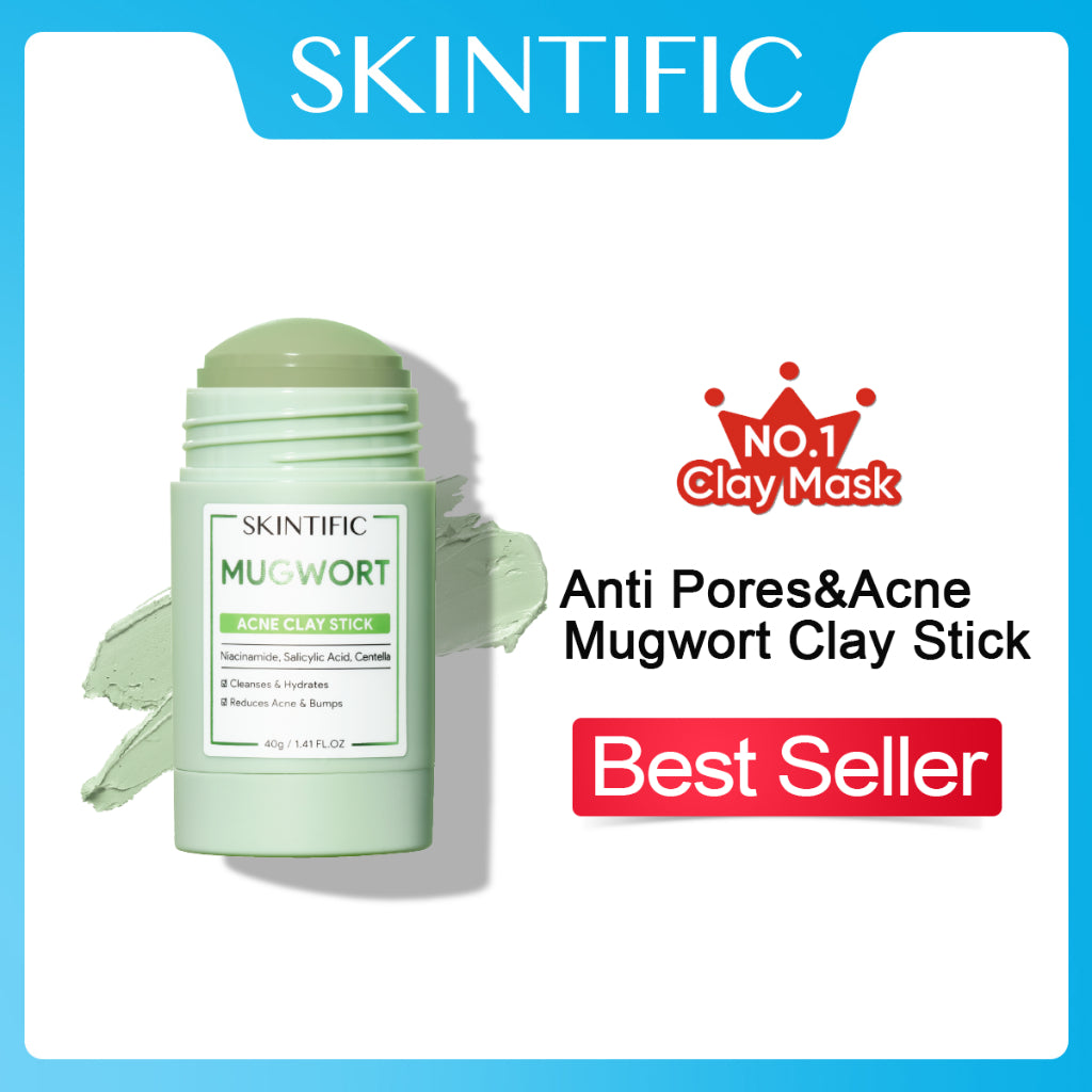 SKINTIFIC Mugwort Clay Facial Mask Stick Green Skin Care Face Mask Black Heads Removal Anti Acne set