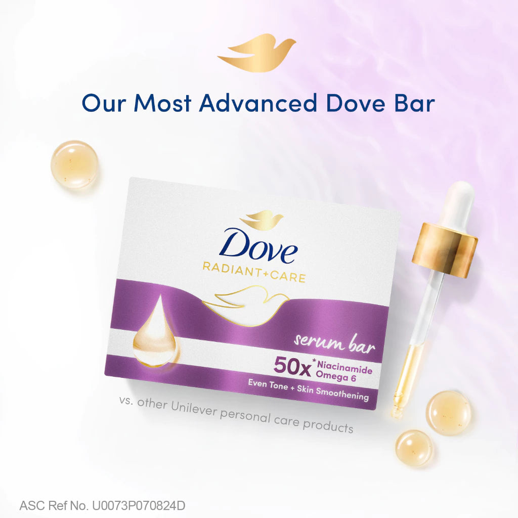 [BUNDLE OF 3] Dove Radiant + Care Serum Bar Niacinamide and Omega 6 90g