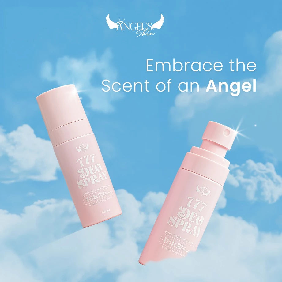 Angel Skin 777 Deo Spray Ultra Whitening Deodorant With Quick Dry Formula 48hrs Odor Protection - temp packaging