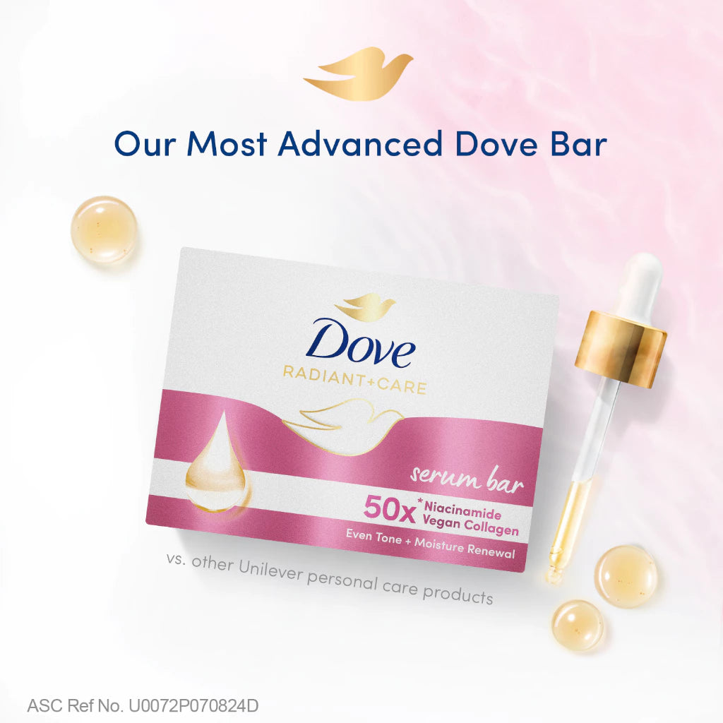 [BUNDLE OF 3] Dove Radiant + Care Serum Bar Niacinamide and Vegan Collagen 90g