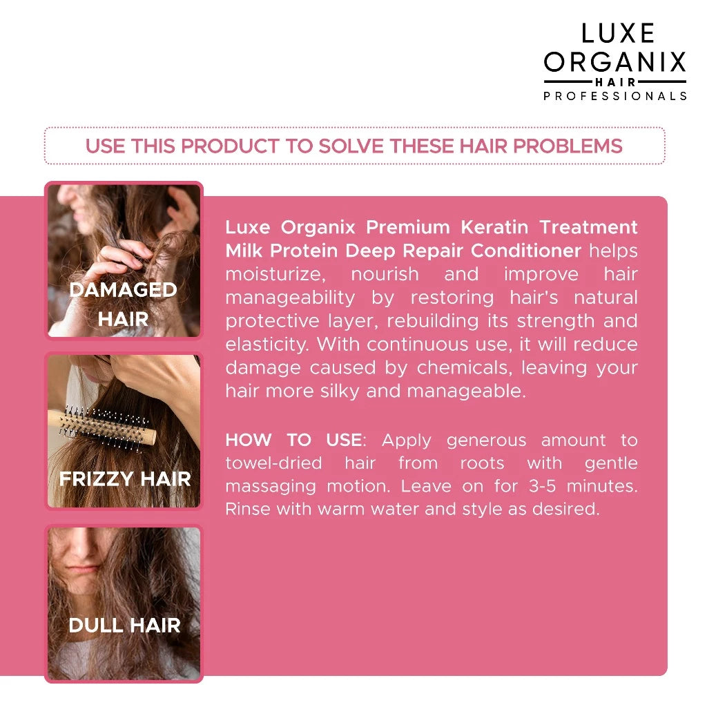Luxe Organix Premium Keratin Milk Protein Treatment Conditioner 250ml