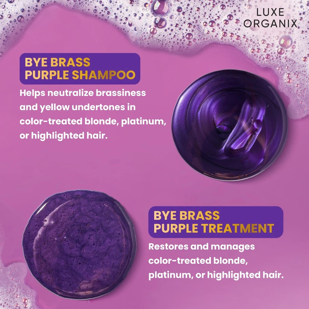 Luxe Organix Bye Brass Purple Shampoo 270ml color toning
