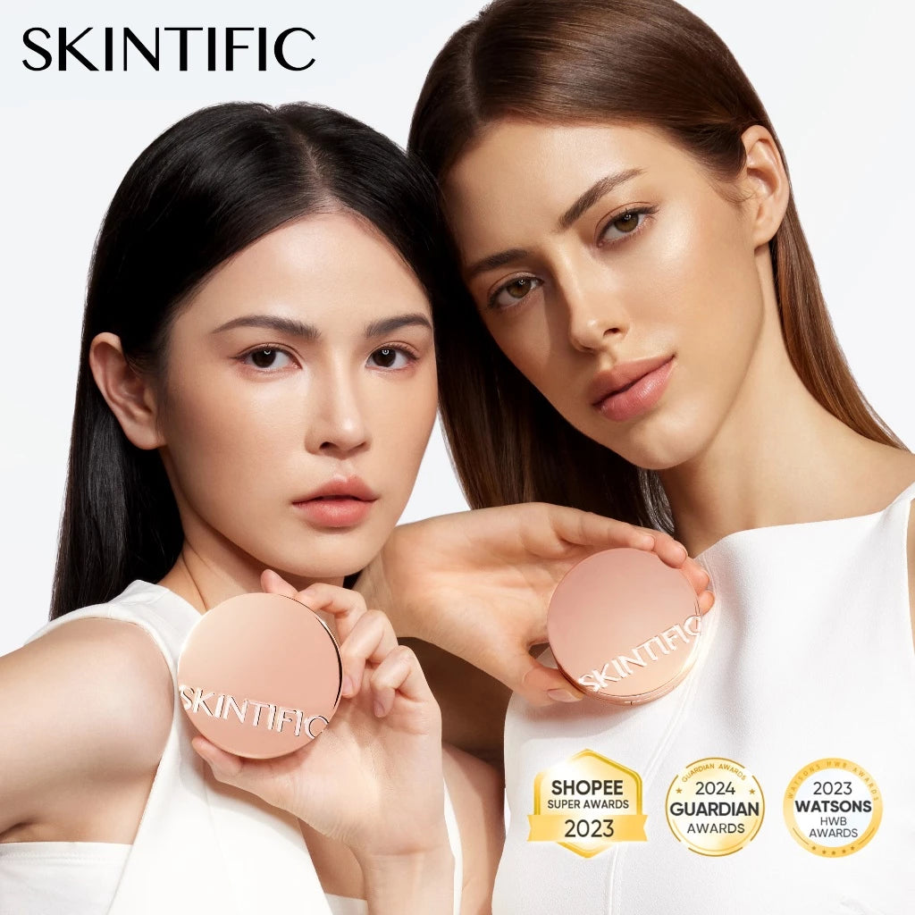 Skintific Cover All Perfect Cushion Powder Foundation Concealer Oil Control 12H Long Lasting