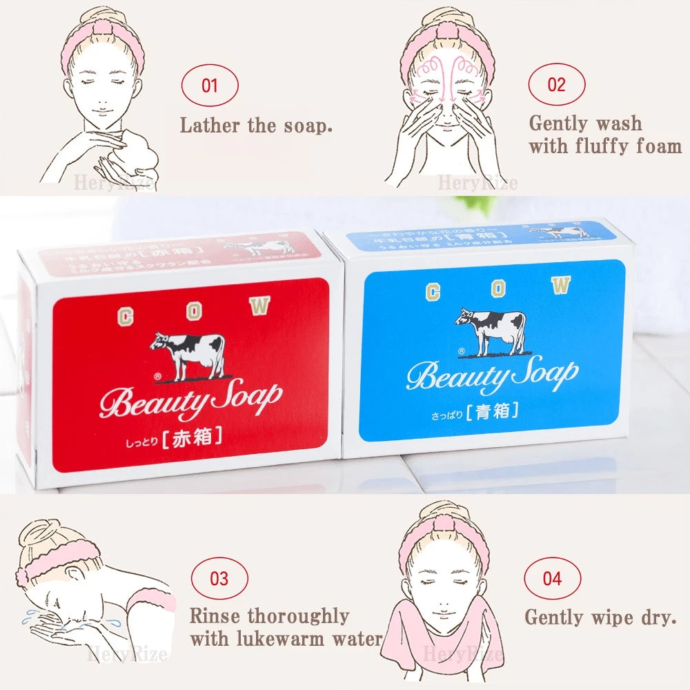 Cow Brand Beauty Soap Red box Blue box Cow's Milk soap