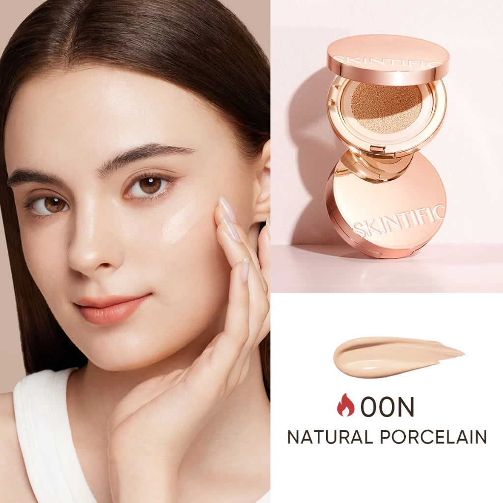 Skintific Cover All Perfect Cushion Powder Foundation Concealer Oil Control 12H Long Lasting