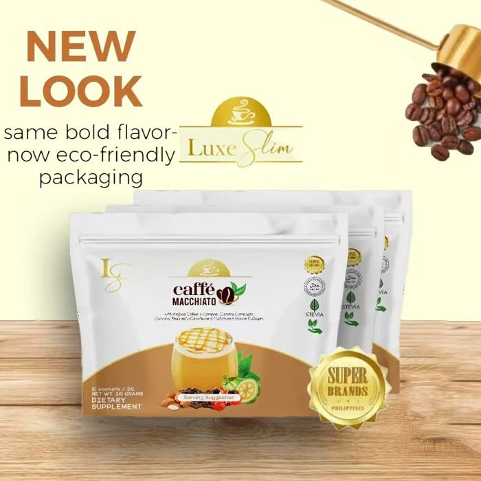 Luxe Slim Coffee and Beauty Juice by Anna Magkawas - Lychee, AvoCaffé Macchiato, Decaf, Caffe Black, Avocado