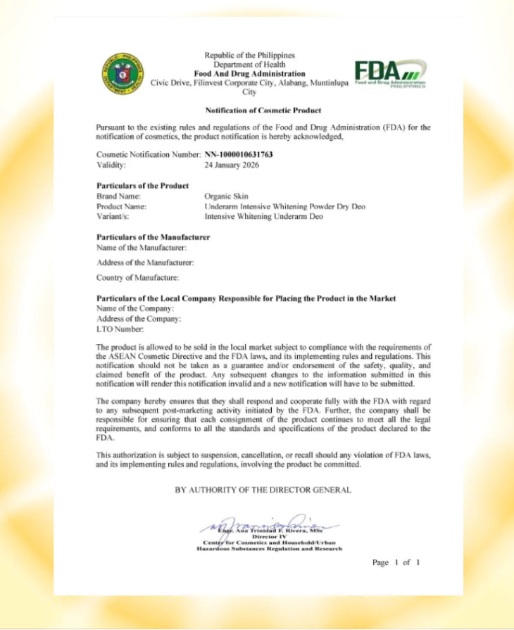 Organic Skin Japan Intensive Whitening Underarm Powder Dry Deodorant Under Arm Deo Roll on Set of 3