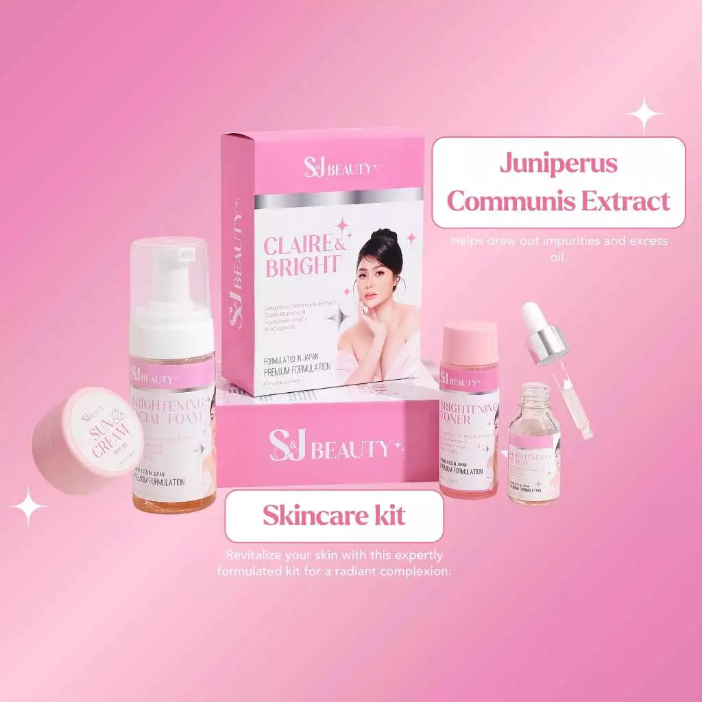 S&J Beauty Claire & Bright Set – Juniperus Communis Extract & Niacinamide Hydrating Skincare Kit