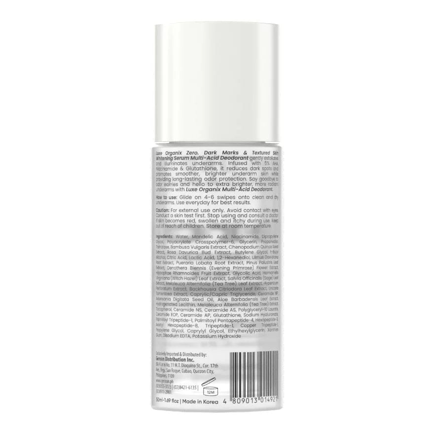 LUXE ORGANIX Zero Dark Marks & Textured Skin Whitening Multi-acid Serum Deodorant